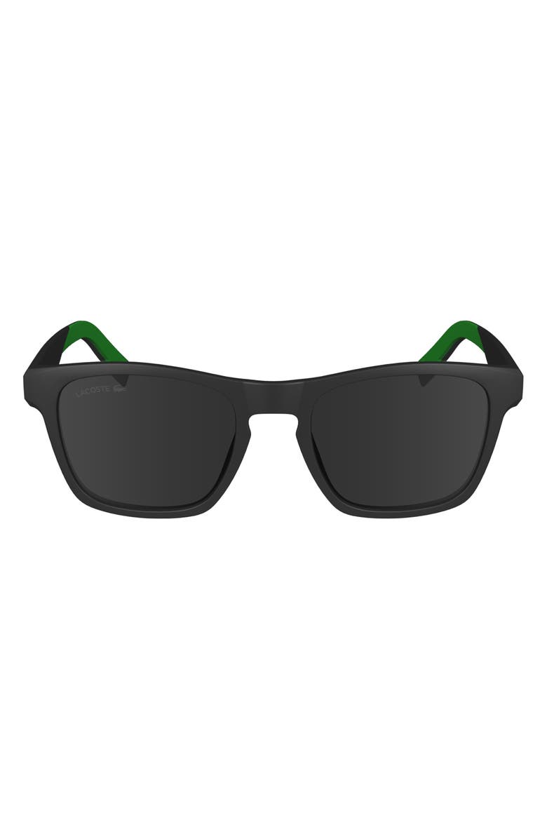 Lacoste 53mm Rectangular Sunglasses, Main, color, Matte Black