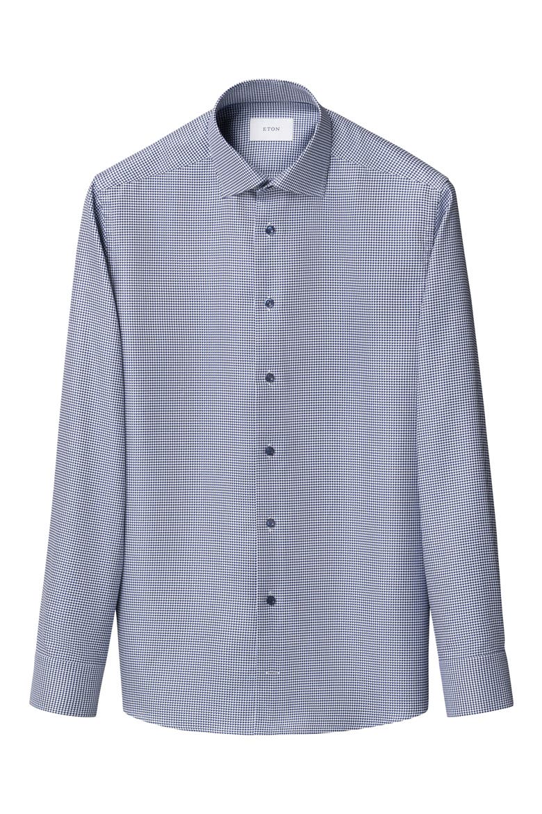 Slim Fit Houndstooth King Twill Dress Shirt, Alternate, color, DARK BLUE