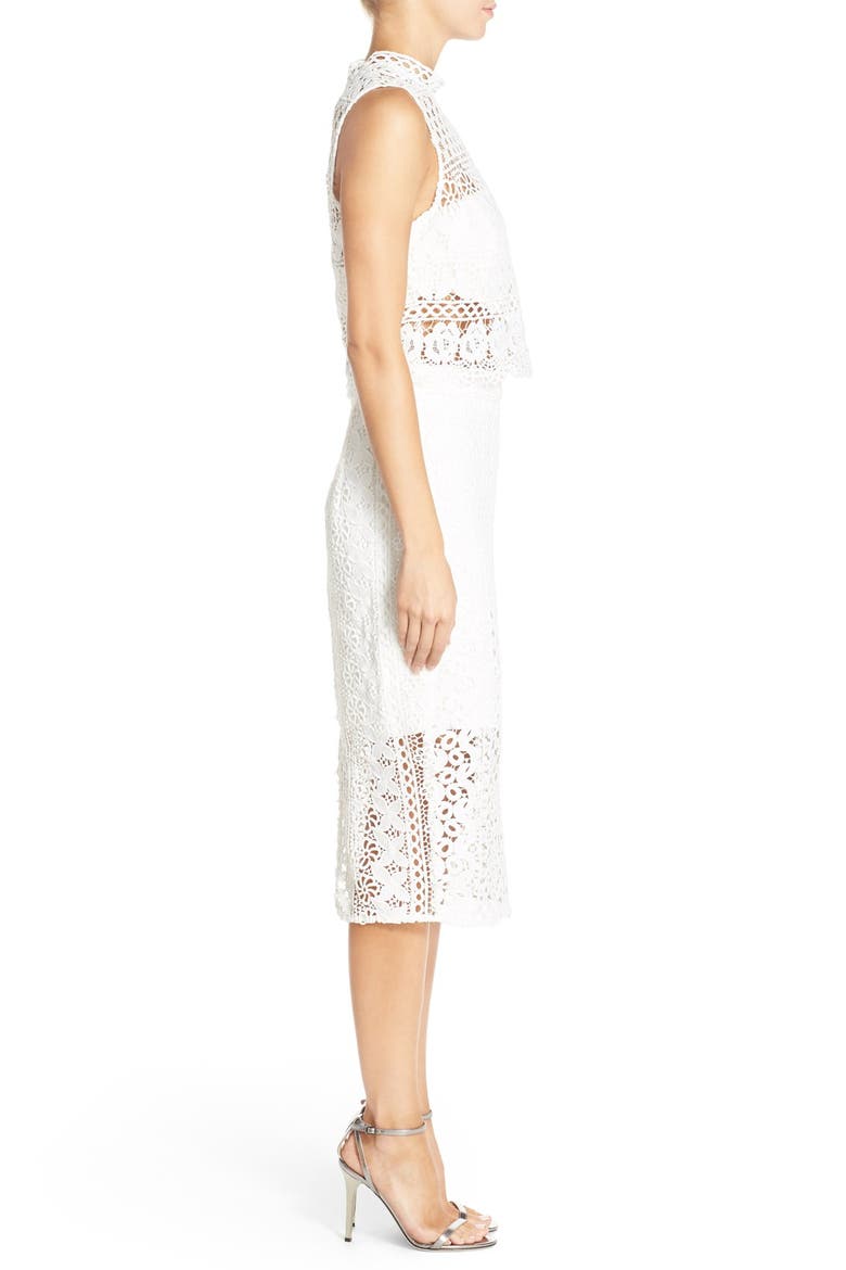 'Calista' Lace Two-Piece Sheath Dress, Alternate, color, WHITE