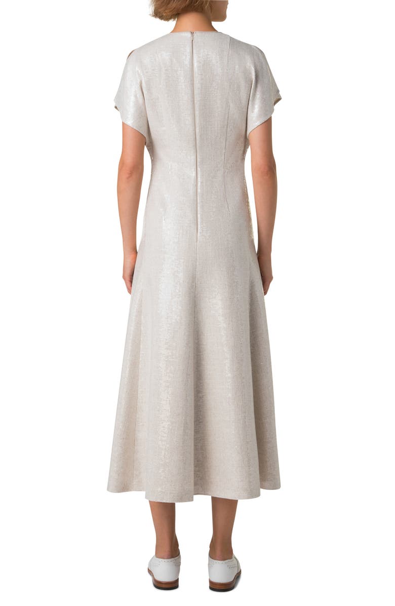 Akris Sequin Dolman Sleeve Midi Dress, Alternate, color, Greige