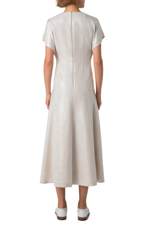 Shop Akris Sequin Dolman Sleeve Midi Dress In Greige
