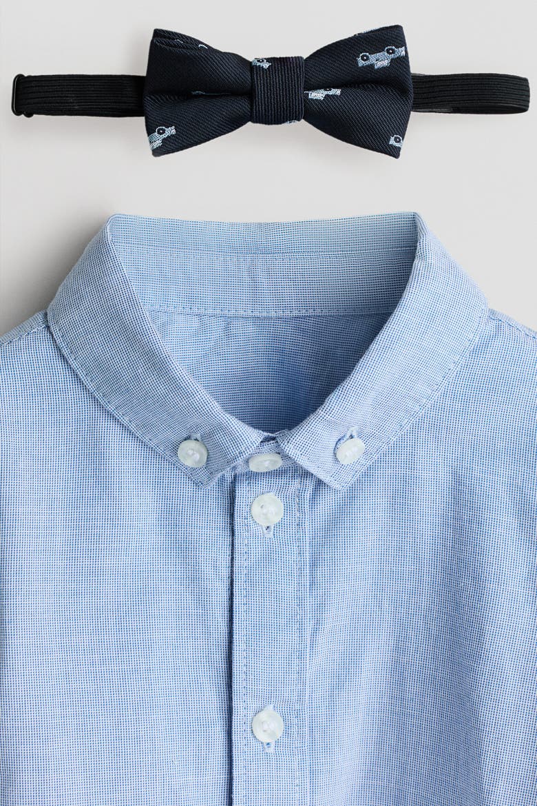 2-piece Shirt And Bow-tie Set, Alternate, color, Light blue/navy blue