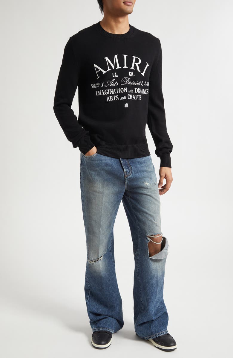 AMIRI Slashed Straight Leg Jeans, Alternate, color, Denim Lapis