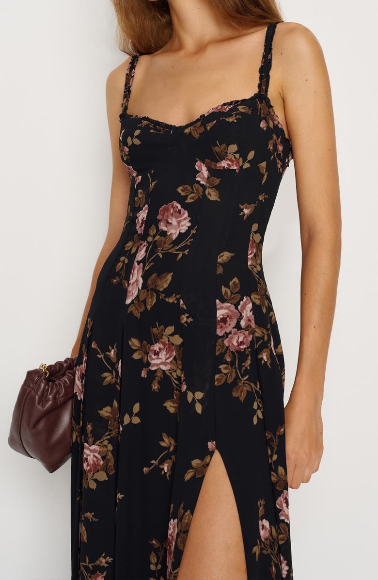 Reformation Katara Floral Georgette Midi Dress, Alternate, color, Ballad