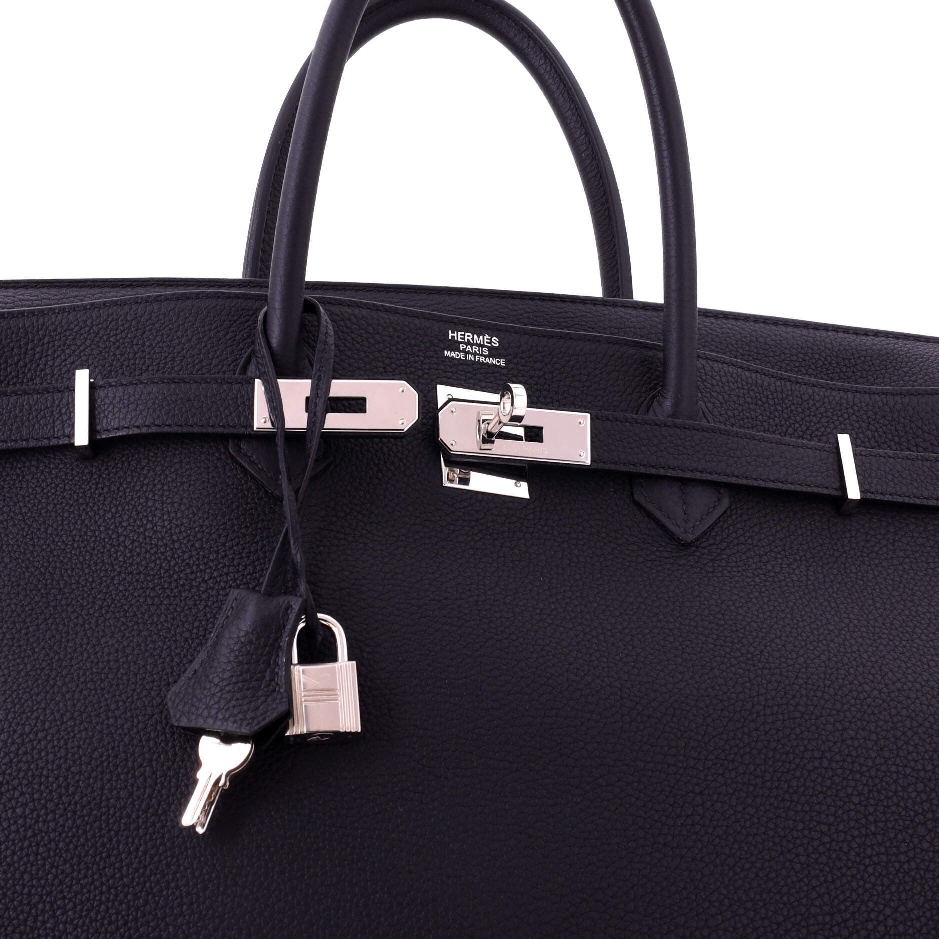 Pre-Owned Hermes Birkin Handbag Black Togo with Palladium Hardware 40, Alternate, color, Noir
