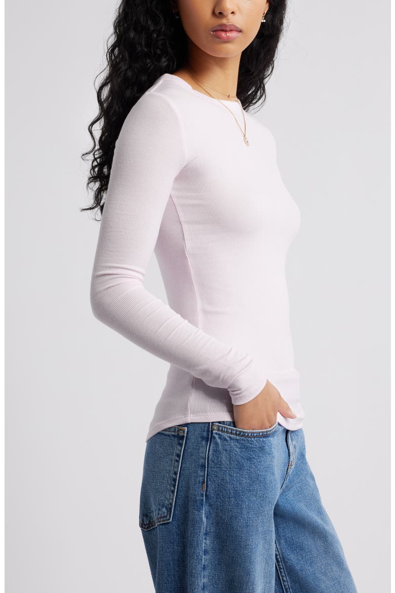 Ribbed Long Sleeve T-Shirt, Alternate, color, PINK SODA
