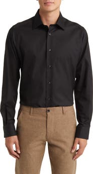 David Donahue Trim Fit Cotton Dress Shirt