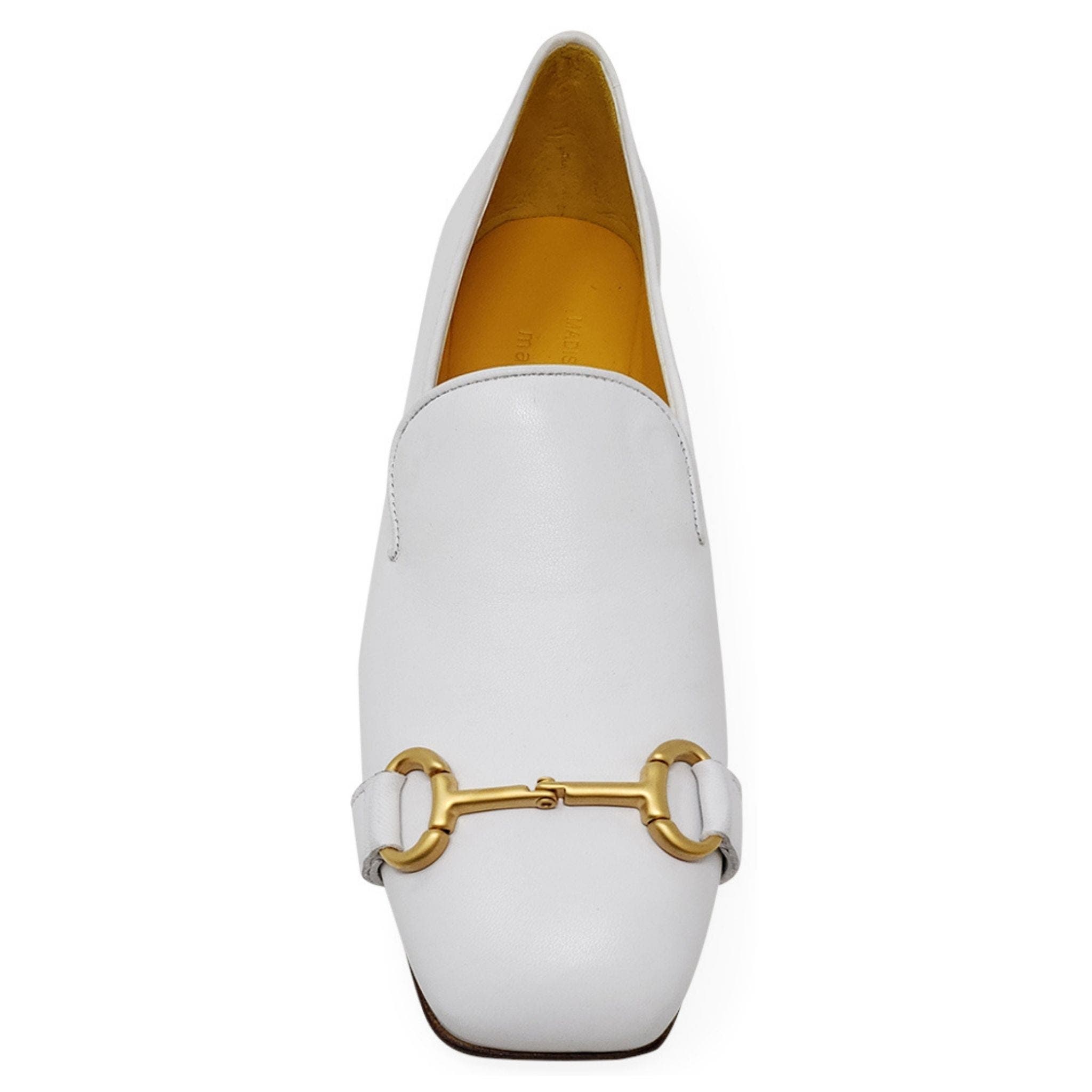 Square Toe Horse Bit Loafer, Alternate, color, White/ Gold