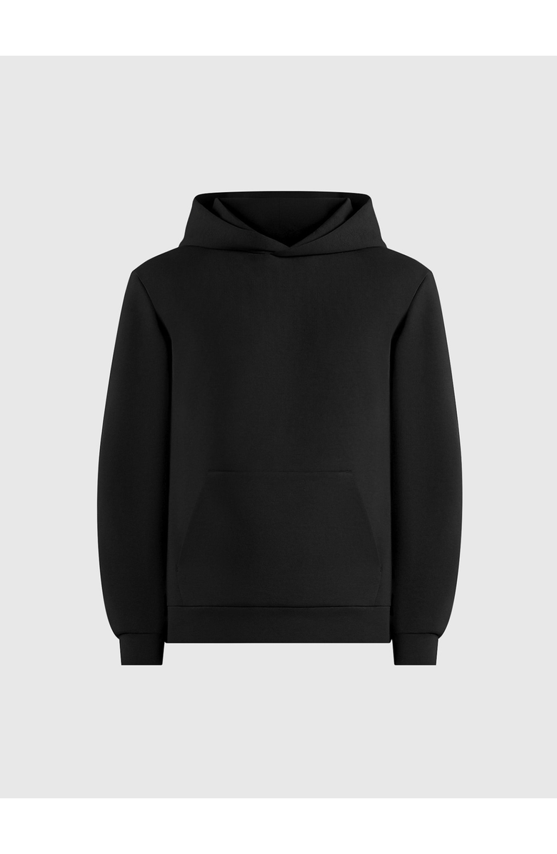 Manière De Voir Neoprene Minimal Regular Fit Hoodie, Main, color, Black