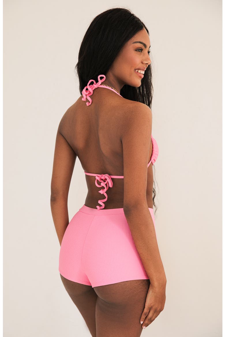 Farrah Elastic Waist Booty Short, Alternate, color, Bubblegum Waffle