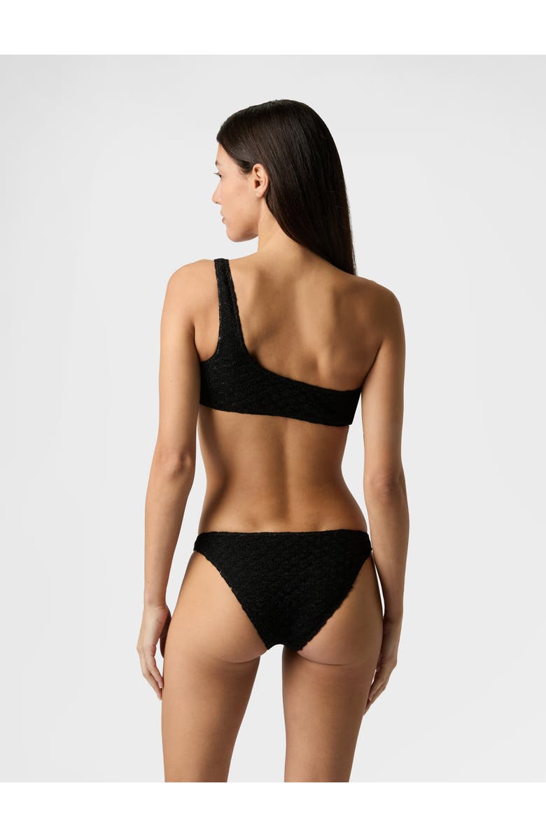 Missoni One-shoulder Bikini In Lamé Viscose With Raschel Workmanship, Alternate, color, Black