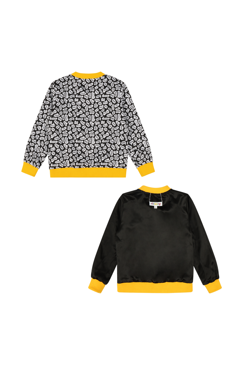 Girls Reversible Zip up Lightweight Bomber Jacket, Alternate, color, Black/Yellow/Hello