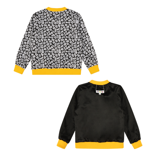 Mixed Up Clothing Girls Reversible Zip Up Lightweight Bomber Jacket In Black/yellow/hello