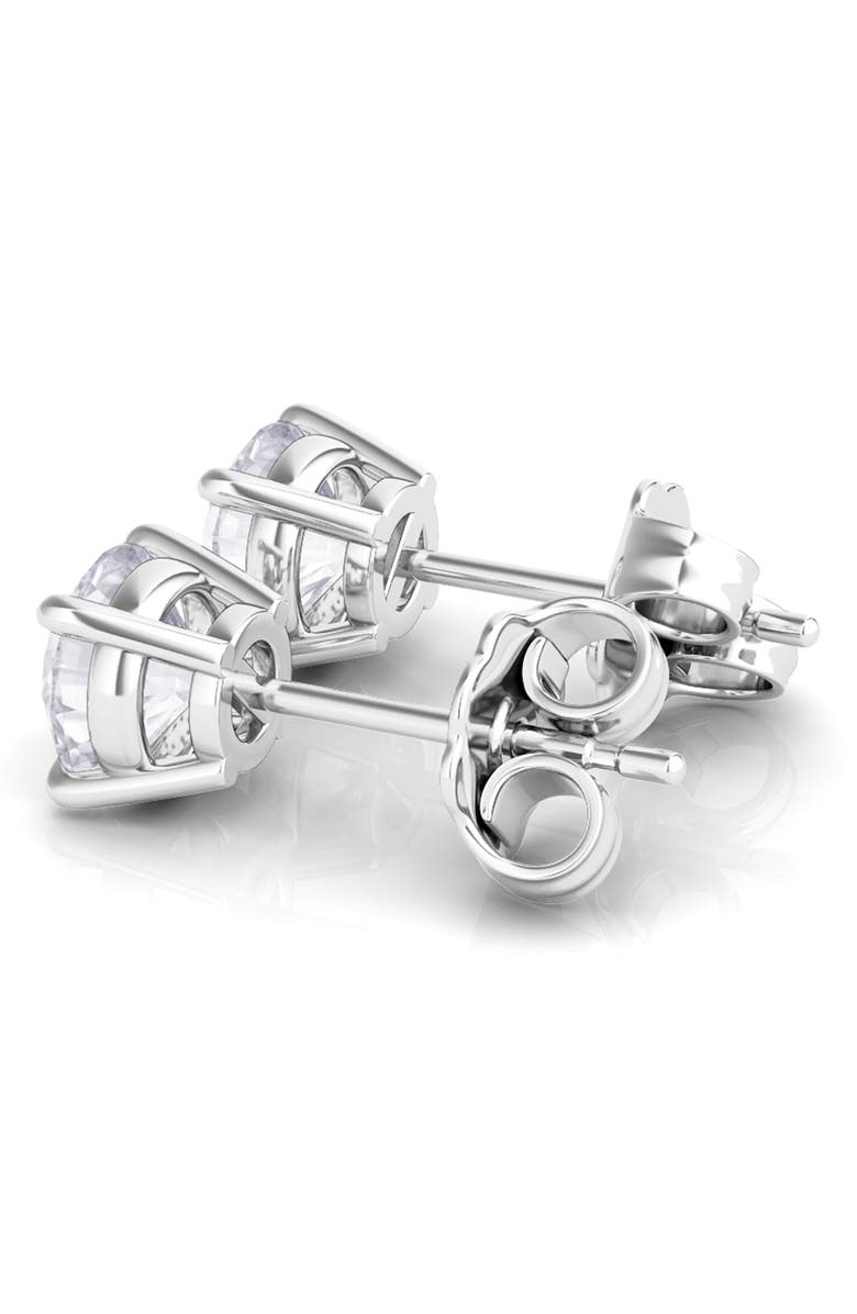 HauteCarat Round Brilliant Cut Lab Created Diamond Stud Earrings, Alternate, color, 3.00 Ctw White Gold