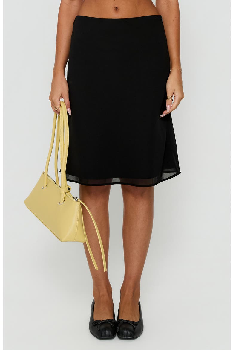 Anatola Low Rise Midi Skirt, Main, color, BLACK