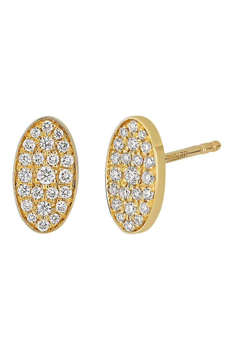 Mika Diamond Pavé Oval Stud Earrings, Main, color, 18K YELLOW GOLD
