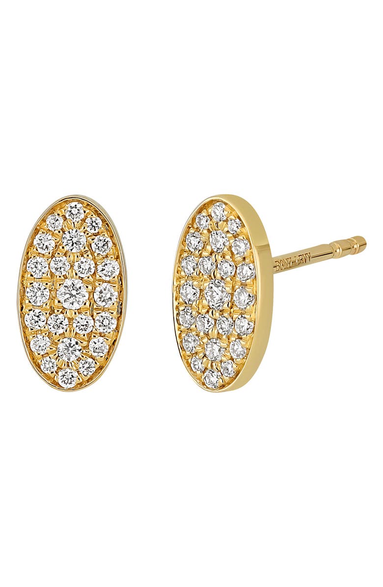 Bony Levy Mika Diamond Pavé Oval Stud Earrings, Main, color, 18K Yellow Gold