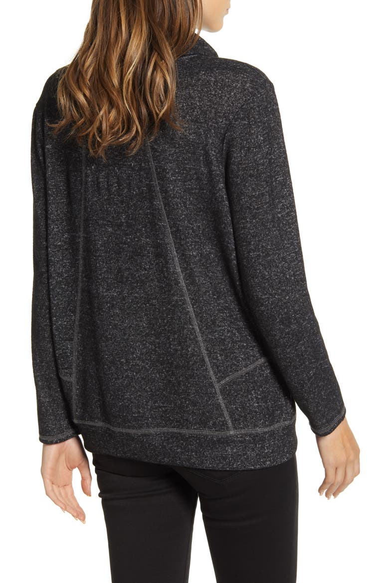 Cross Neck Seamed Pullover, Alternate, color, MARBLE BLACK