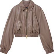 AllSaints Anouk Leather Crop Bomber Jacket