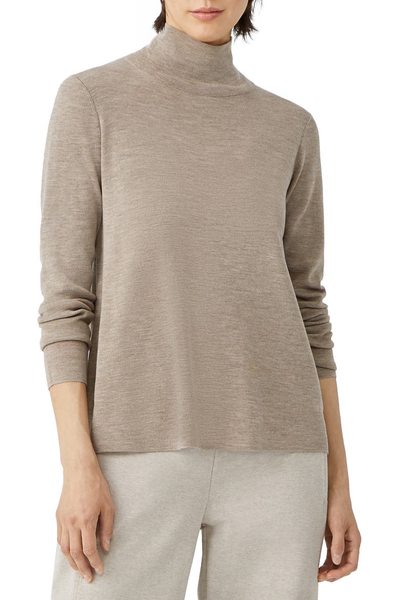 Scrunch Neck Merino Wool Top, Main, color, BARLY