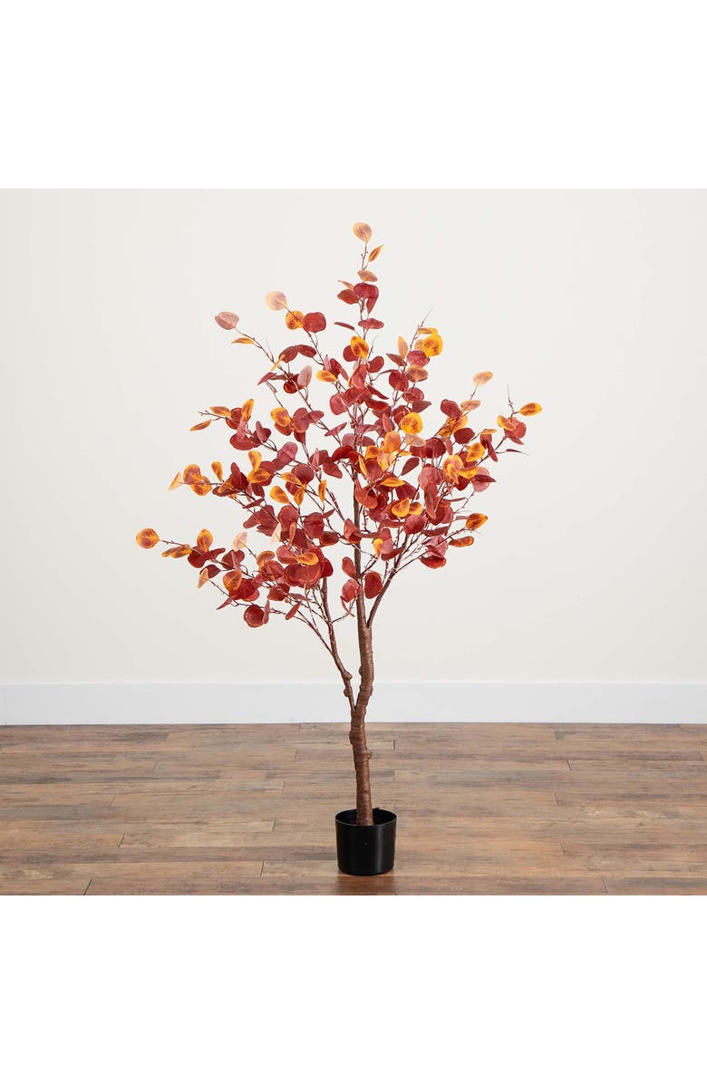 NEARLY NATURAL 5FT Prelit Autumn Eucalyptus Tree, Alternate, color, Orange