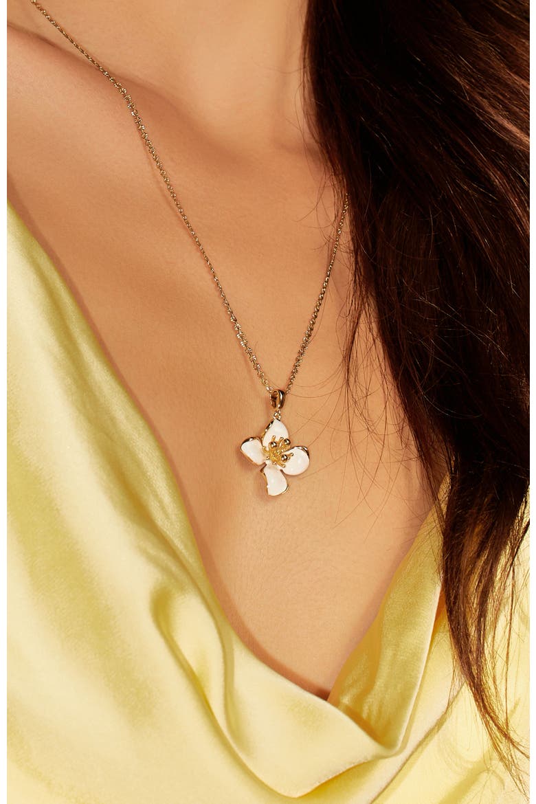 Iris Blossom Pendant Necklace, Alternate, color, White & Gold