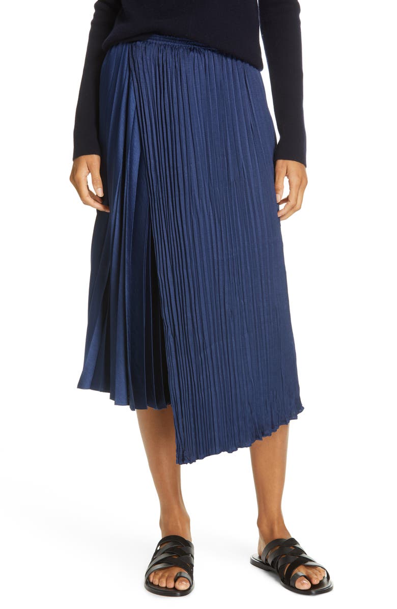 Vince Mixed Pleat Wrap Midi Skirt, Main, color, 