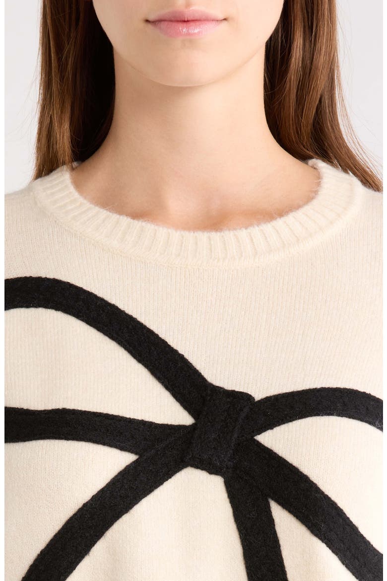 Contrast Bow Sweater, Alternate, color, BIRCH