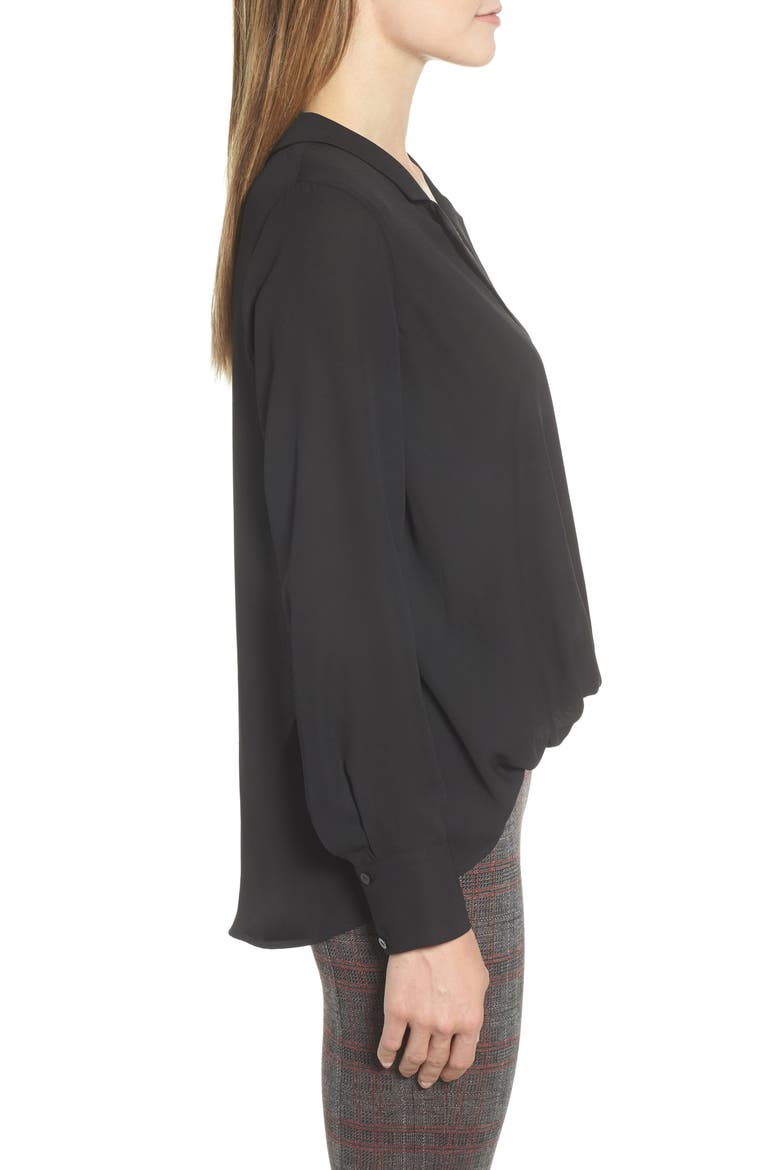 Gibson Surplice Drape Front Blouse, Alternate, color, BLACK