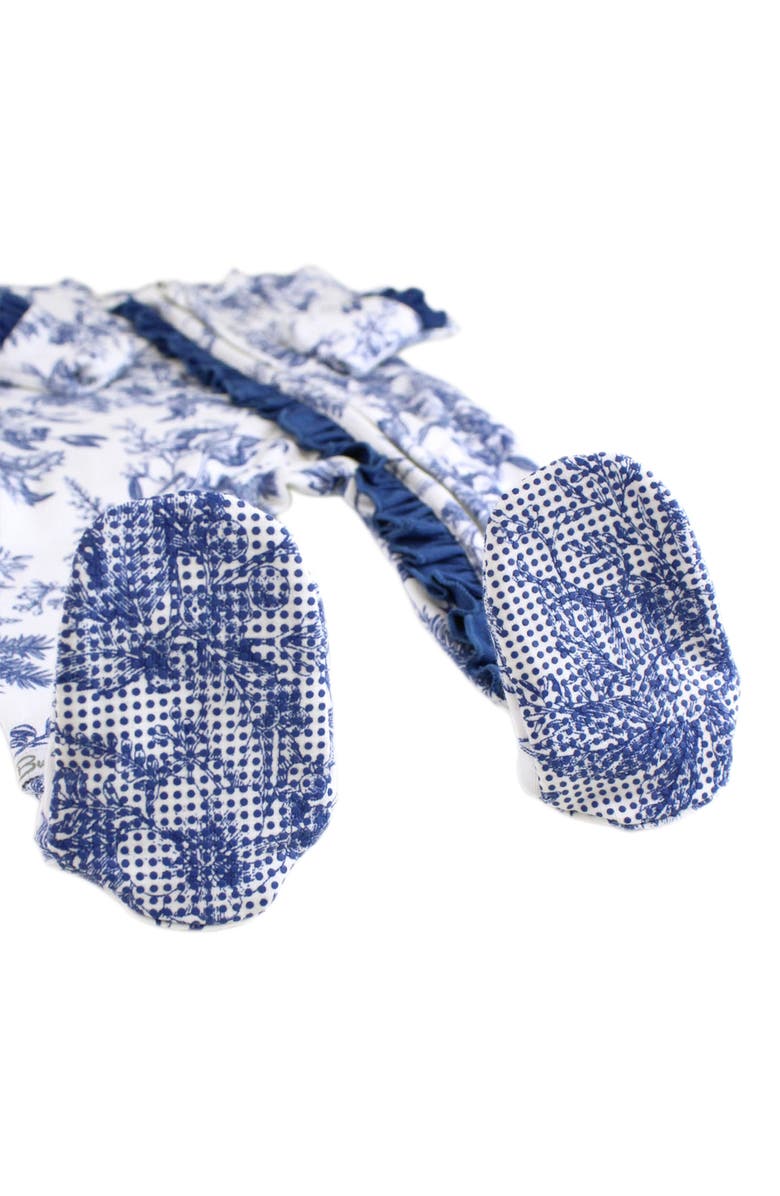 RuffleButts Winter Bliss Ruffle Fitted Footie Pajamas, Alternate, color, 