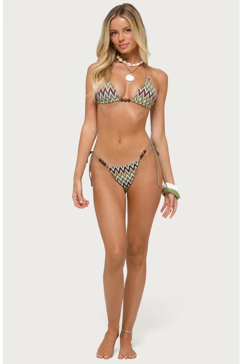 Alayna Zigzag Triangle Bikini Top, Alternate, color, OLIVE