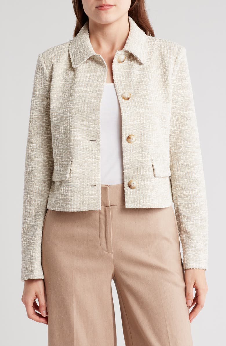 Amanda & Chelsea Relaxed Button Front Jacket, Main, color, Taupe