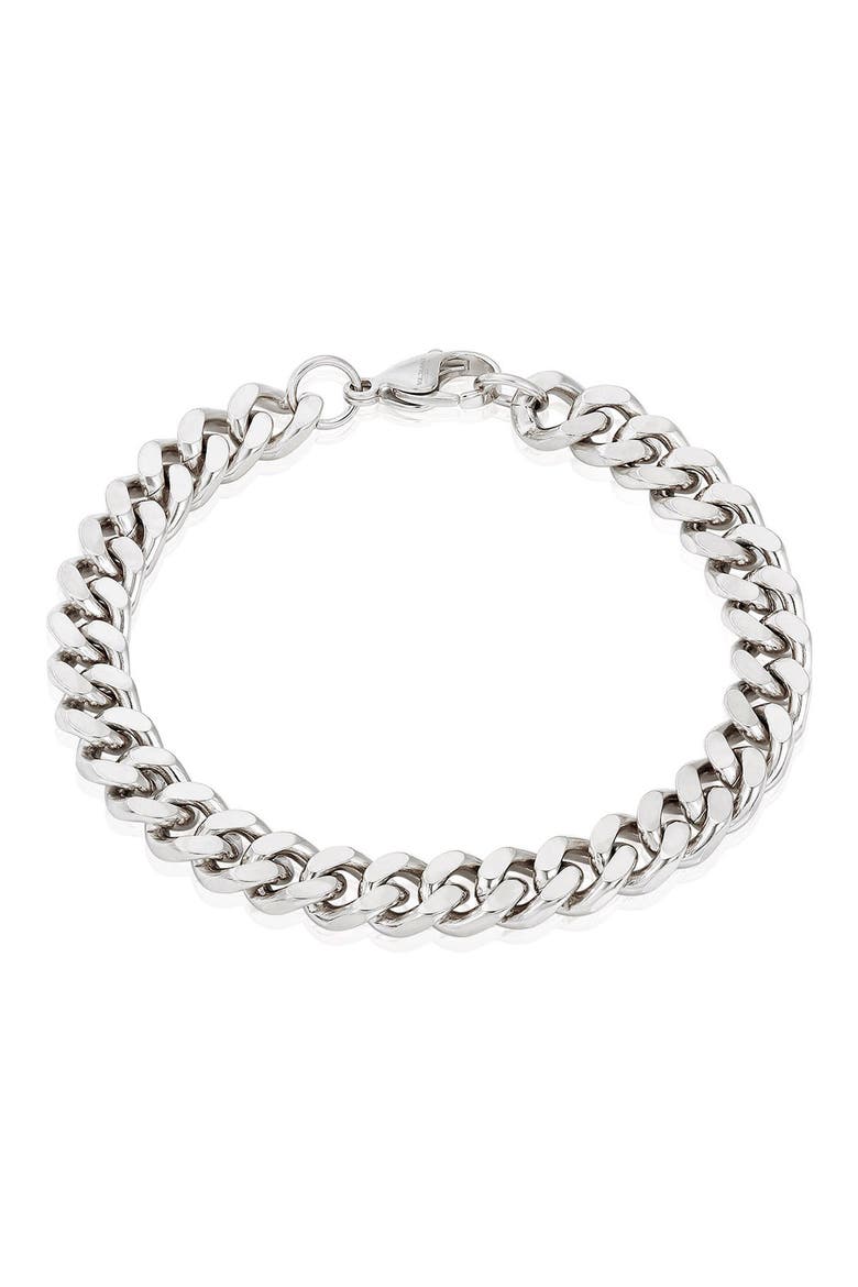 Mens' 8.5mm Curb Chain Link Bracelet, Main, color, SILVER