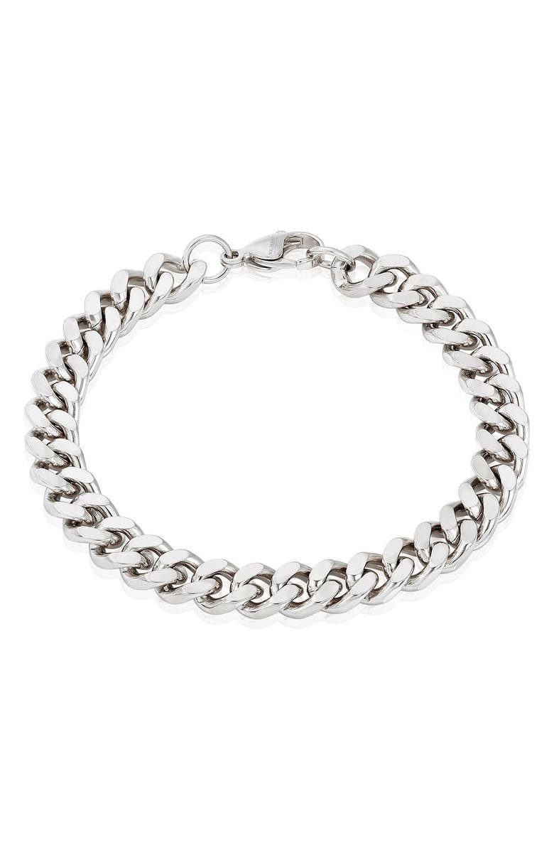 INVICTA Mens' 8.5mm Curb Chain Link Bracelet, Main, color, Silver