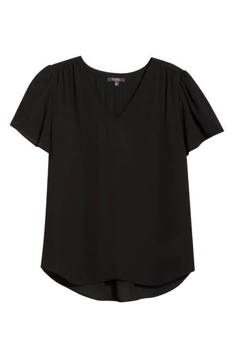 Pleated Back Flutter Sleeve Top