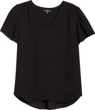 NYDJ Pleated Back Flutter Sleeve Top