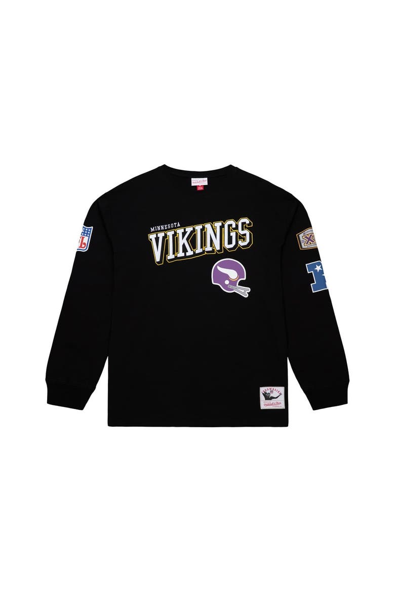 Men's Mitchell & Ness  Black Minnesota Vikings Training Camp Vintage Logos Long Sleeve T-Shirt, Alternate, color, Black