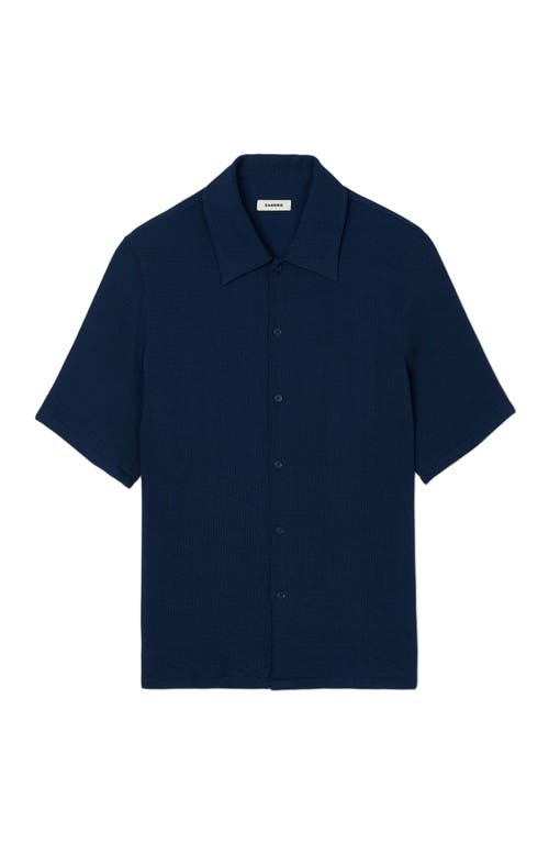 Sandro Pleated Shirt In Royal Blue