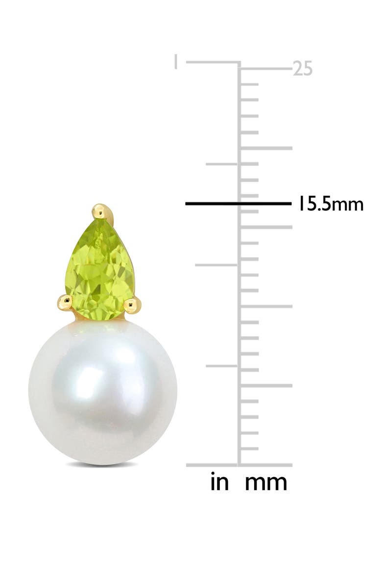 Peridot & Freshwater Pearl Stud Earrings, Alternate, color, GREEN