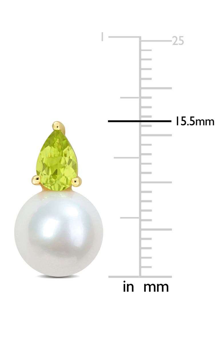 DELMAR Peridot & Freshwater Pearl Stud Earrings, Alternate, color, Green
