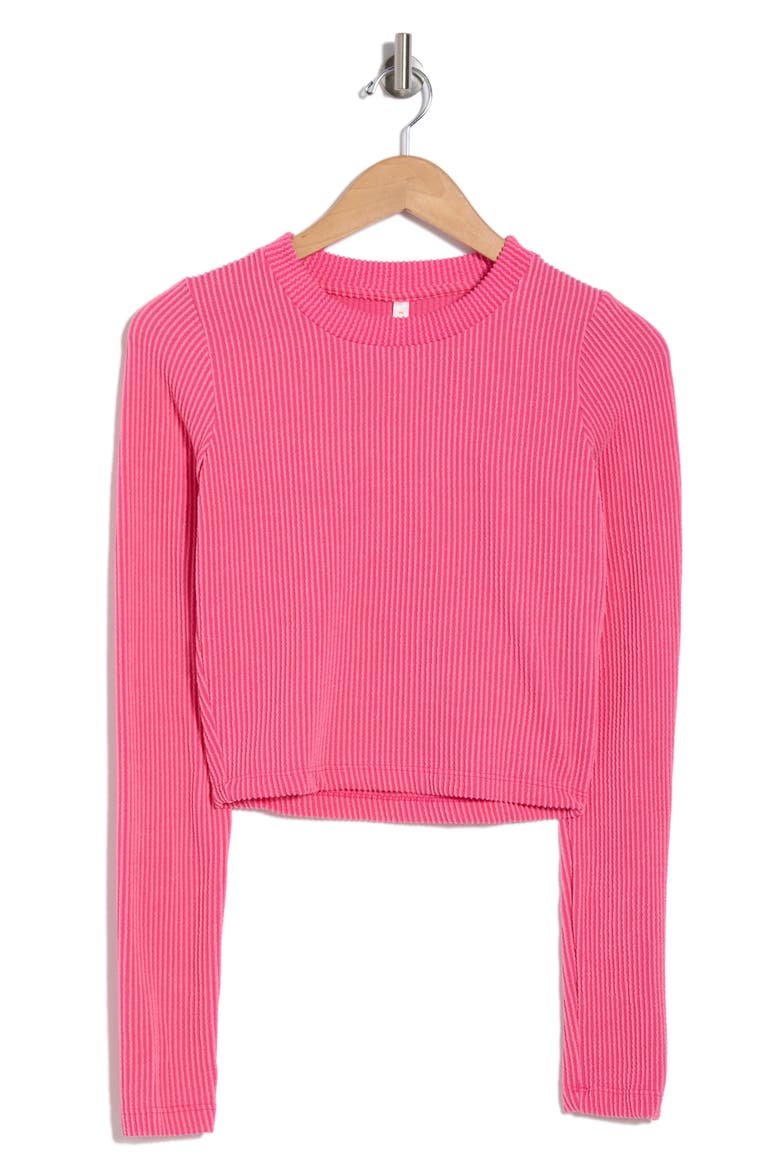 Long Sleeve Ribbed Crop Top, Alternate, color, PINK