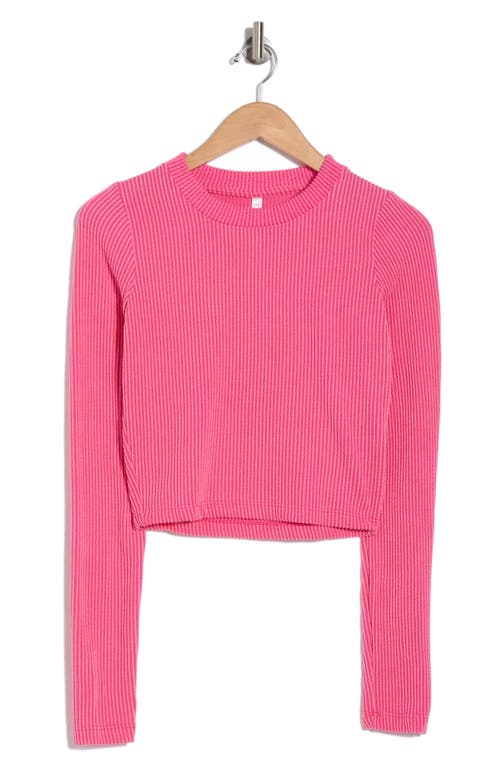 Renee C Long Sleeve Ribbed Crop Top In Pink