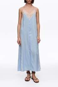 Bimba y Lola Light Slip Dress With Contrast Lace Trim