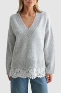All in Favor Lace Hem V-Neck Sweater