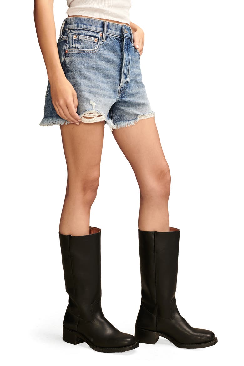 High Waist Denim Mom Shorts, Alternate, color, SAIL AWAY