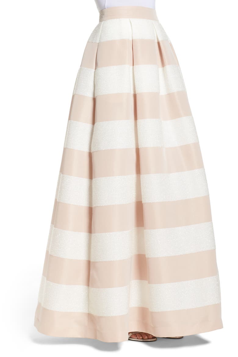 Stripe Ball Skirt, Alternate, color, IVORY/ BLUSH