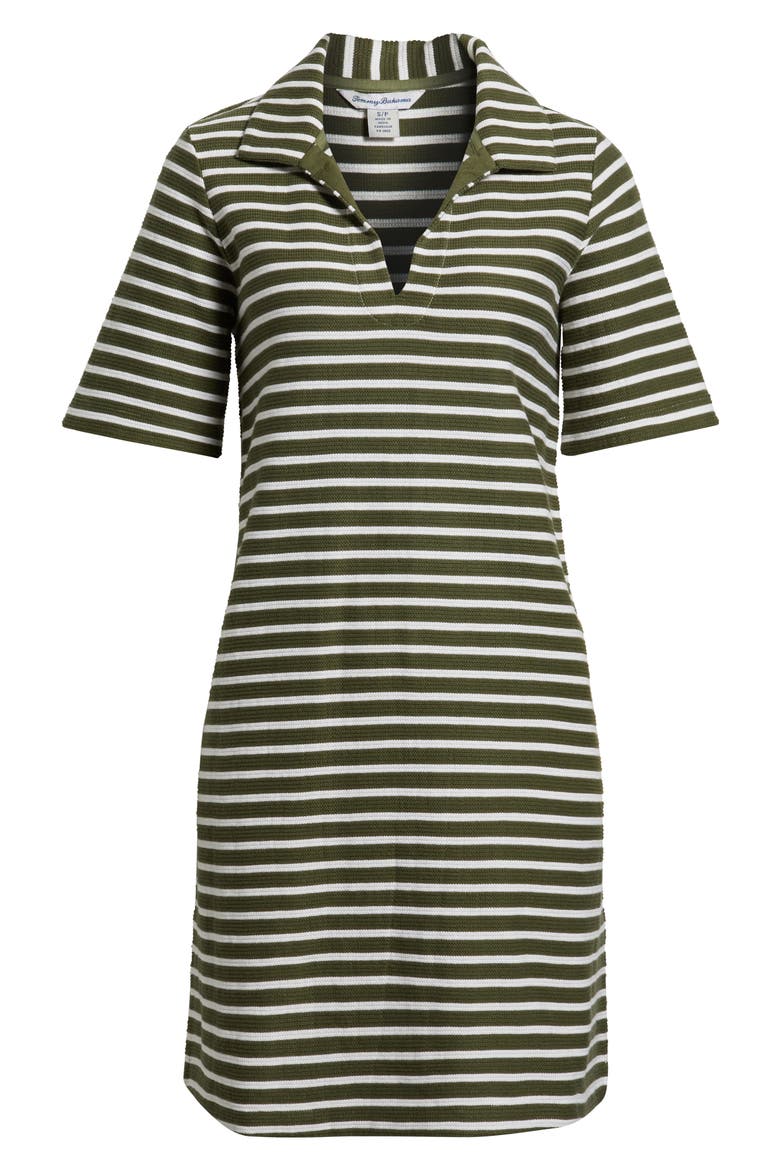 Waterfront View Stripe Polo Dress, Alternate, color, DARK FERN