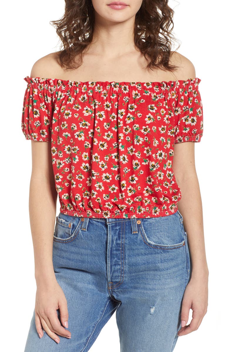 Chloe & Katie Floral Off the Shoulder Top, Main, color,