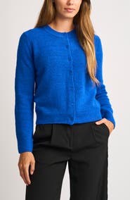 Halogen® Fuzzy Crewneck Cardigan