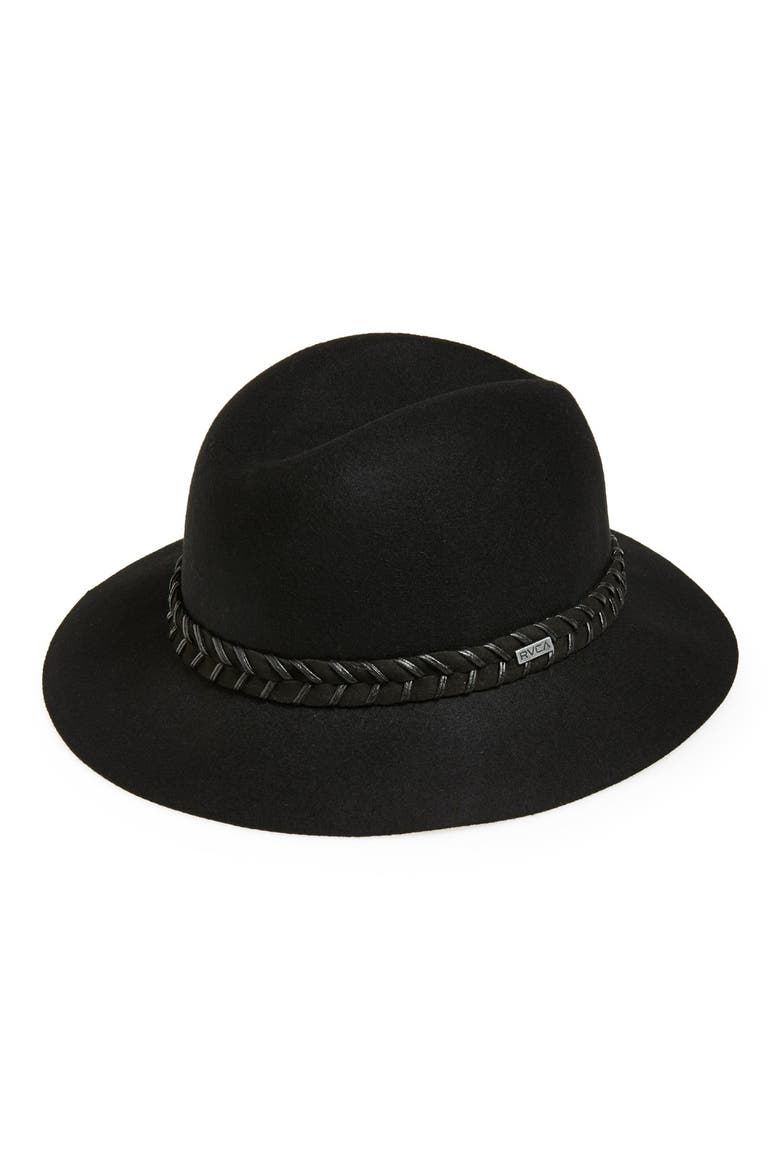 'Rosy Fruits' Felt Fedora, Main, color, BLACK